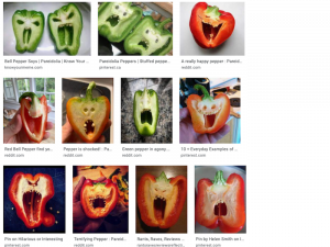 Forme de visage dans des légumes (poivrons)